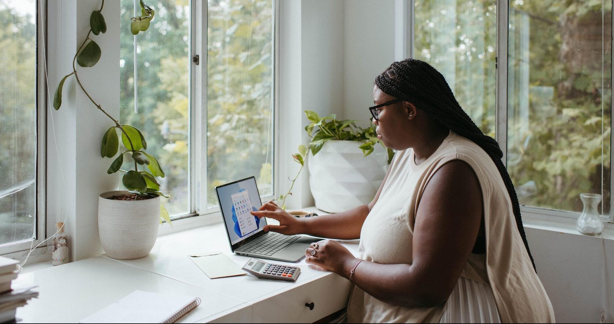 Female working from home