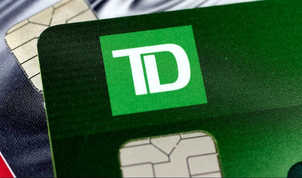 TD Bank business credit card lying on top of other credit card